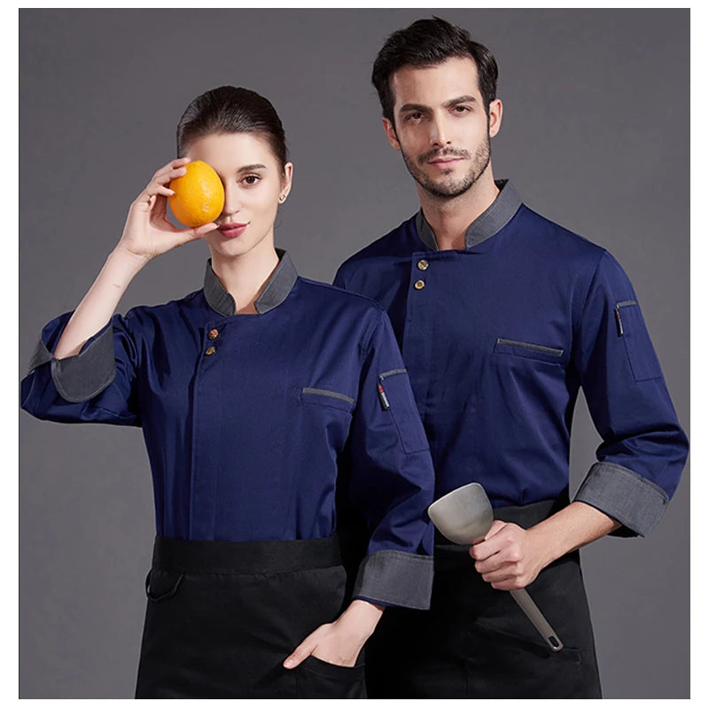 Long Sleeve Chef Clothes Uniform Restaurant Kitchen Cooking Men's Chef Coat Waiter Work Jackets Professional Uniform Overalles