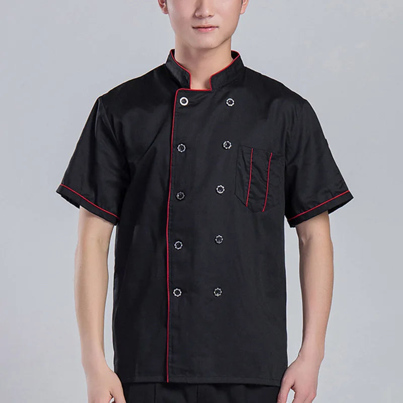 New Arrival Short Sleeve Kitchen Cooker Working Uniform Chef Jacket Double Breast Waiter Waitress Coat Cooking Clothes