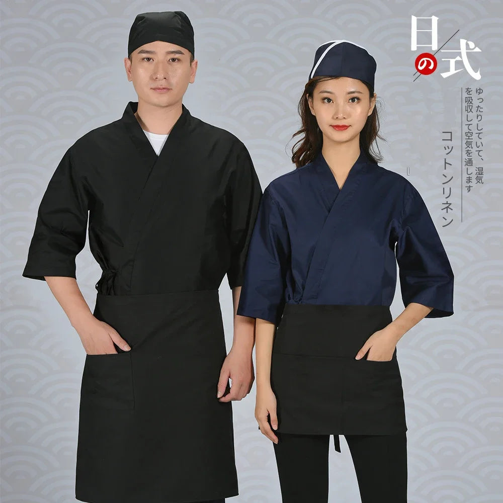 JEMMA LEONG Japanese Cuisine Clothing Kimono Sushi Restaurant Izakaya Chef Uniform For Women Men Waitress Waiter