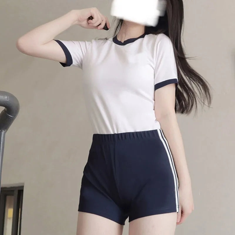 Japanese School Class Seifuku Cheerleader Uniform Student Gym Suit JK Uniform Cosplay Volleyball T Shirt Shorts Girl Korean