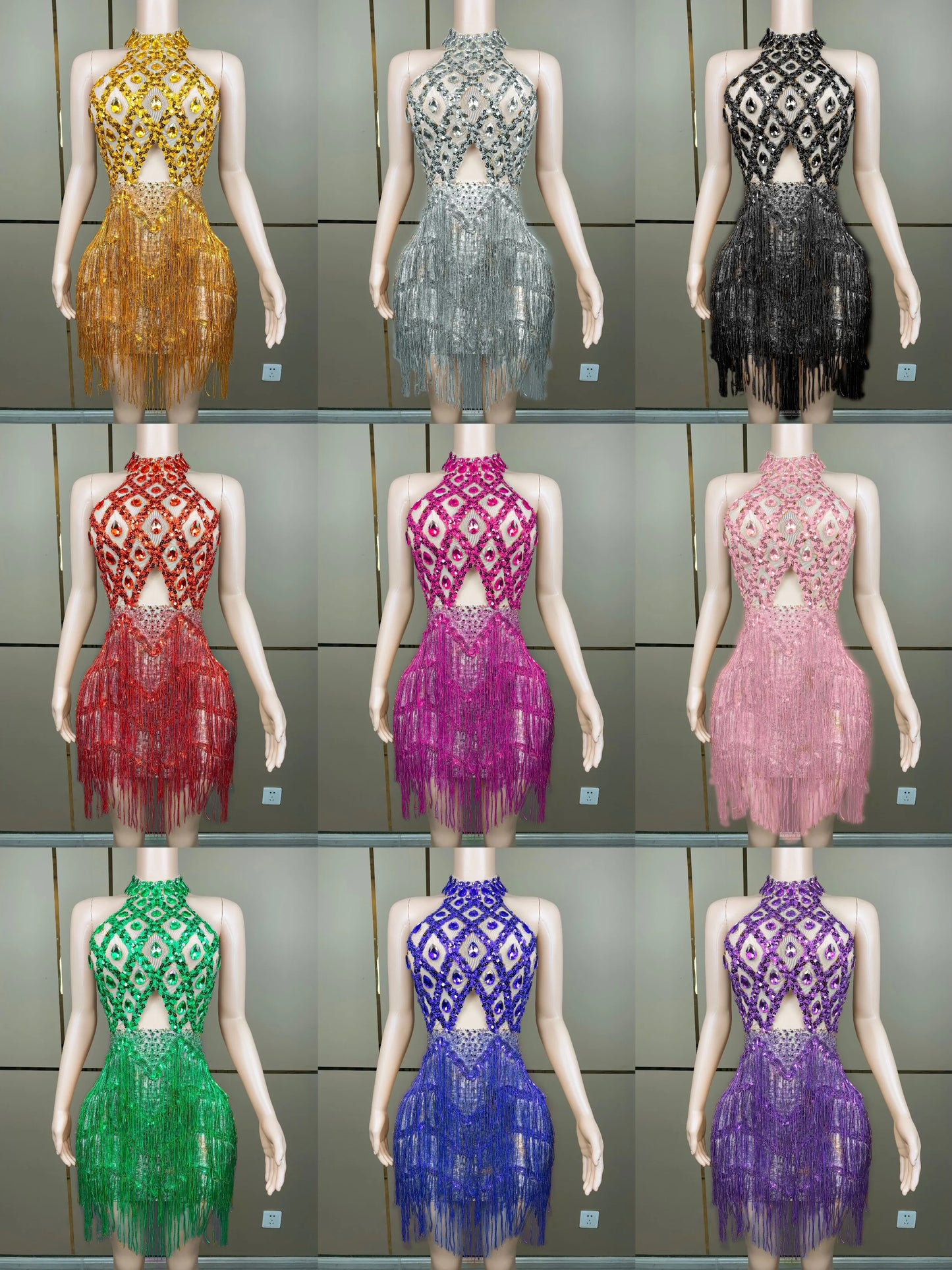 Luxury Sexy See Through Halter Silver Beads Crystals Dresses Black Girls Tassel Short Birthday Party Prom Dresses 2024 Sanjiao