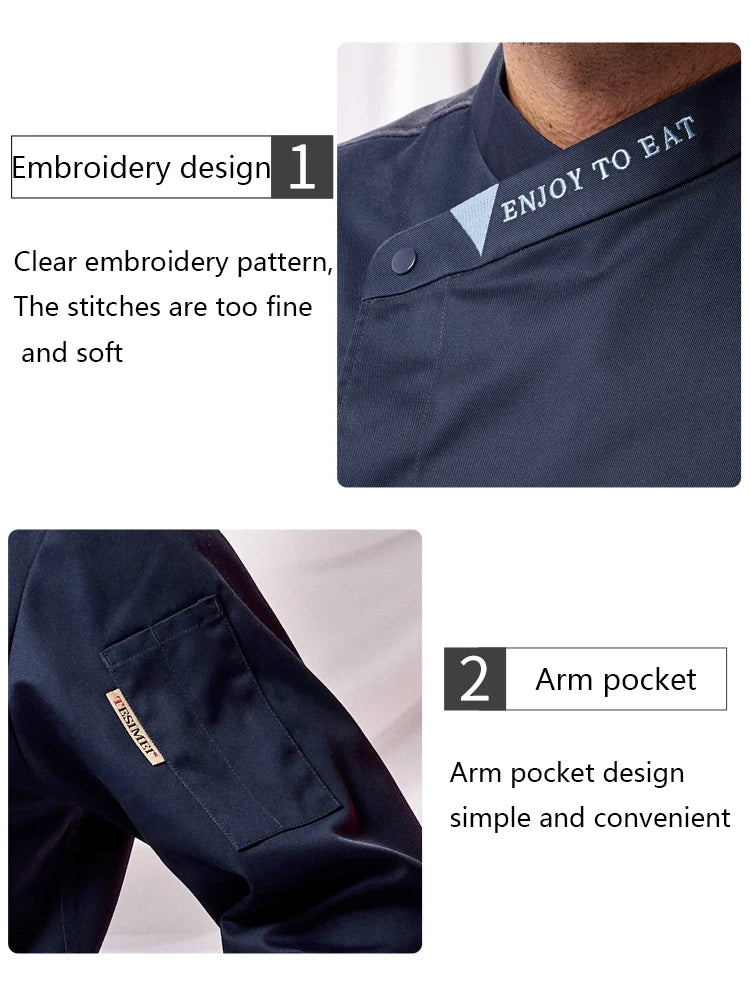 Winter Chef Costume Hotel Women's Work Clothes Restaurant Men's Cook Jacket Bakery Kitchen Uniform Cafe Waiter Work Shirt