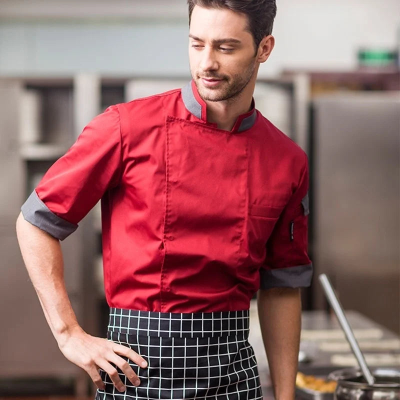 Unisex Chef Jacket Men Women Cook Coat Black Restaurant Uniform Hotel Kitchen Pastry Clothes Waiter Wear