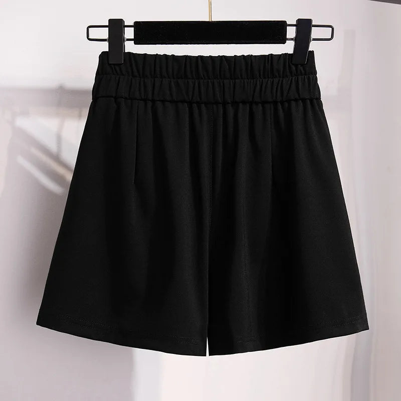 New Ladies Summer Plus Size Shorts For Women Large Loose Casual Wide Leg Black Pocket Shorts 3XL 4XL 5XL 6XL 7XL