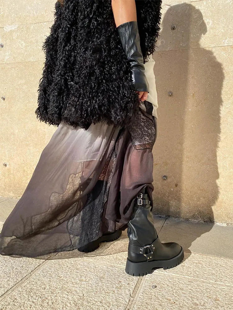 2024 New Sexy Women Lace Mesh Sheer Long Dress Female See Through Summer Dress Sleeveless Strap Back Split Black Beach Vestidos