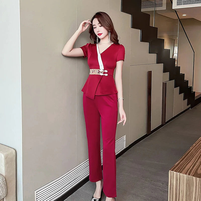 Beauty Salon Uniform Foot Therapy Waitress Elegant Ladies' Overalls Sauna Massage Clothing Beautician Top Pants Two-piece