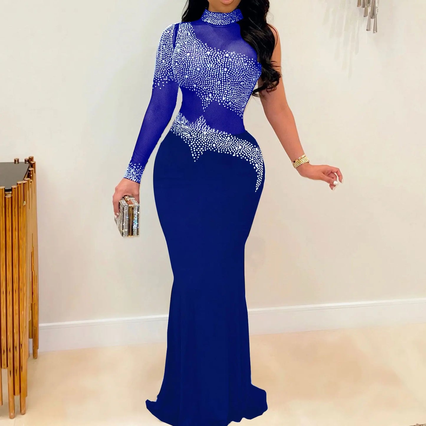 Plus Size Women Party Dress Rhinestone Mesh Elegant Dresses 2023 Summer Lady Casual Birthday Robe Female Luxury Evening Dress