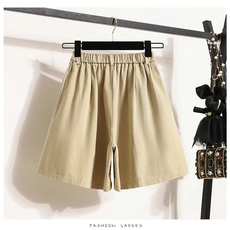 New Ladies Spring Summer Plus Size Shorts For Women Large Size Leisure Wide Leg Shorts 3XL 4XL 5XL 6XL