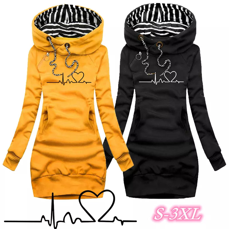 Women Sweater Dress Hooded Spring Autumn Ladies Long Sleeve Hoodie Dress Autumn Winter Casual Slim Sweater Hoodies Dress