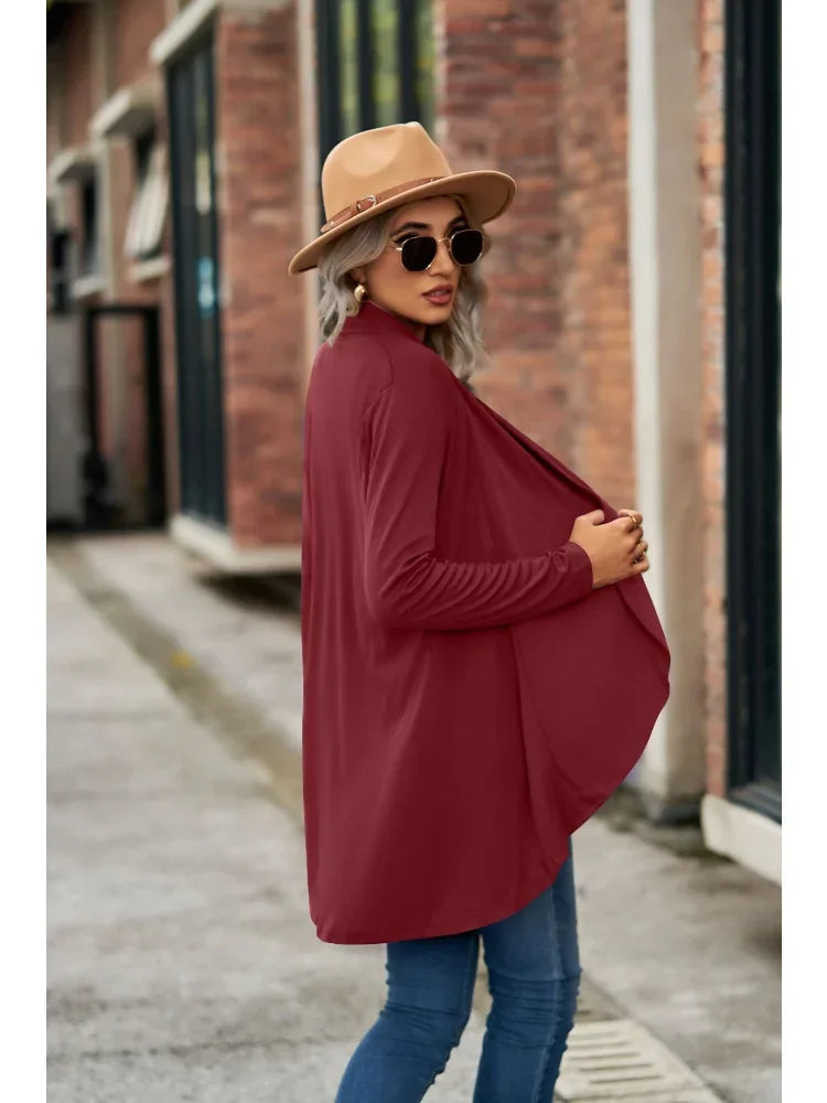 2024 Autumn New Women's Top Long Sleeve Women Cardigan Solid Color Loose Cropped Cardigan Leisure Knitted Cardigan Tops Sweater