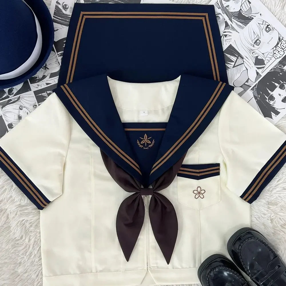 Japanese Schoolgirls School Uniform Dress Cosplay Costume Japan Anime Girl Lady Lolita Sailor Top Tie Pleated Skirt Outfit Women