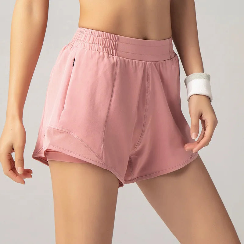 2023 Sport Shorts Women Sportswear Double-deck Running Shorts Yoga Bottoms Summer Gym Fitness Training Jogging Short Pants