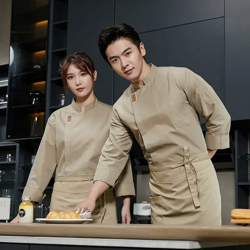 Restaurant Waiter Work Uniform for Catering Chefs Chef Work Uniform,Short Sleeved Restaurant Kitchen Uniform
