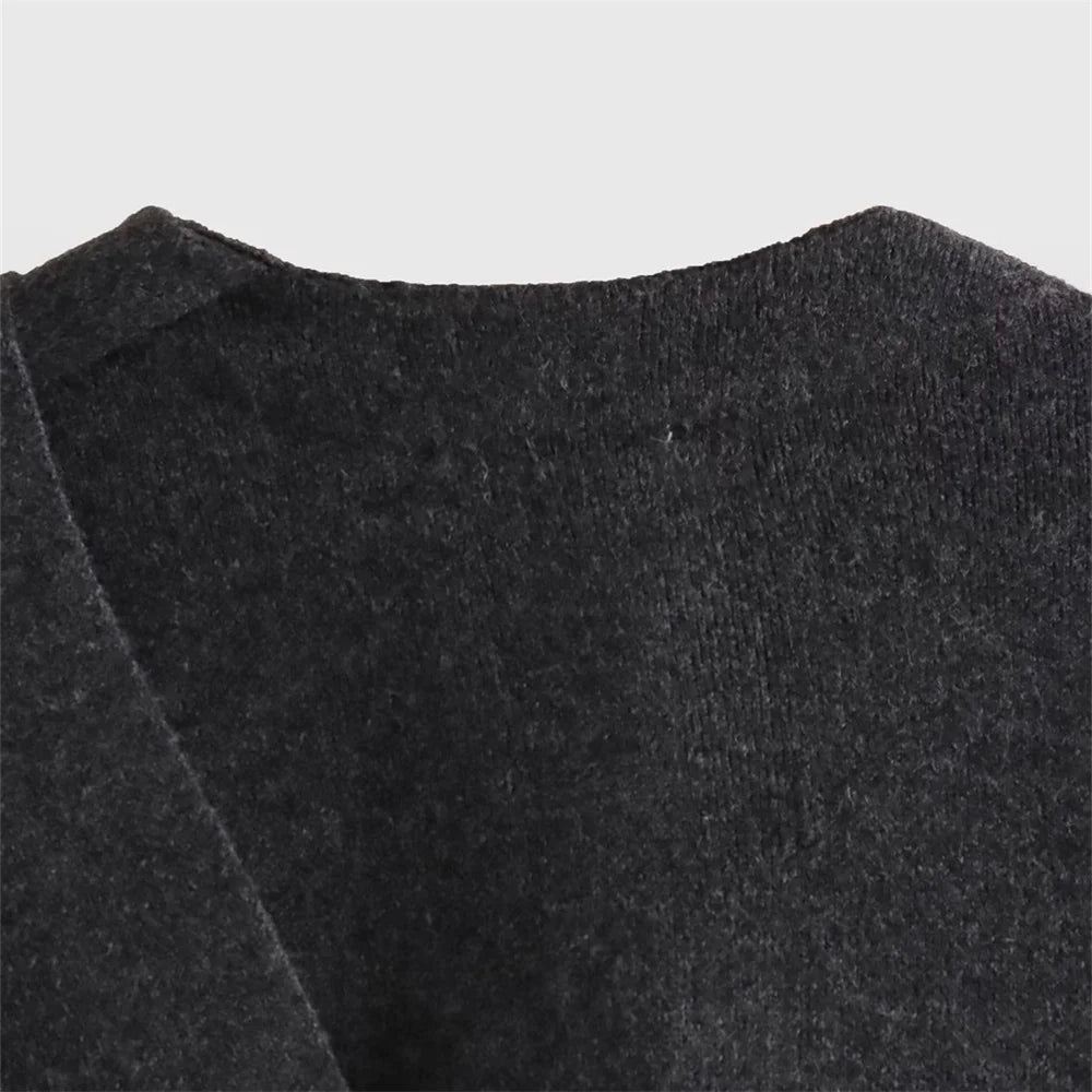 Zach Ailsa 2023 Autumn/Winter New Women's Casual Versatile Design with Asymmetric Scarf Short Knitted Coat Coat Coat