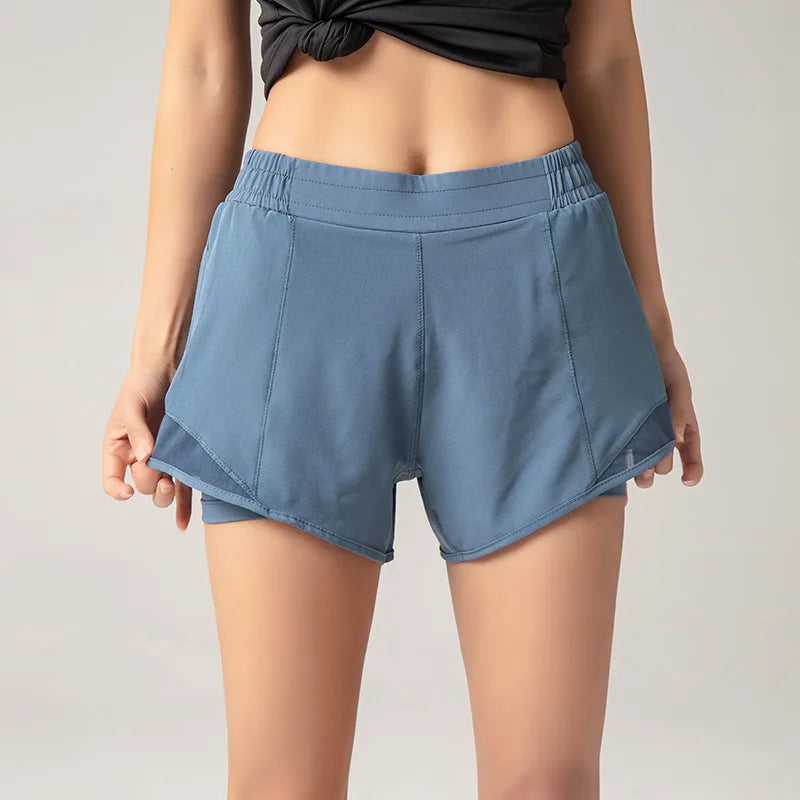 2023 Sport Shorts Women Sportswear Double-deck Running Shorts Yoga Bottoms Summer Gym Fitness Training Jogging Short Pants