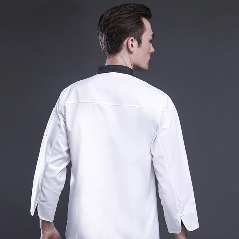 Chef Jacket Men Women Long Sleeve Kitchen Cook Coat Restaurant Clothes Pastry Bakery Waiter Uniform