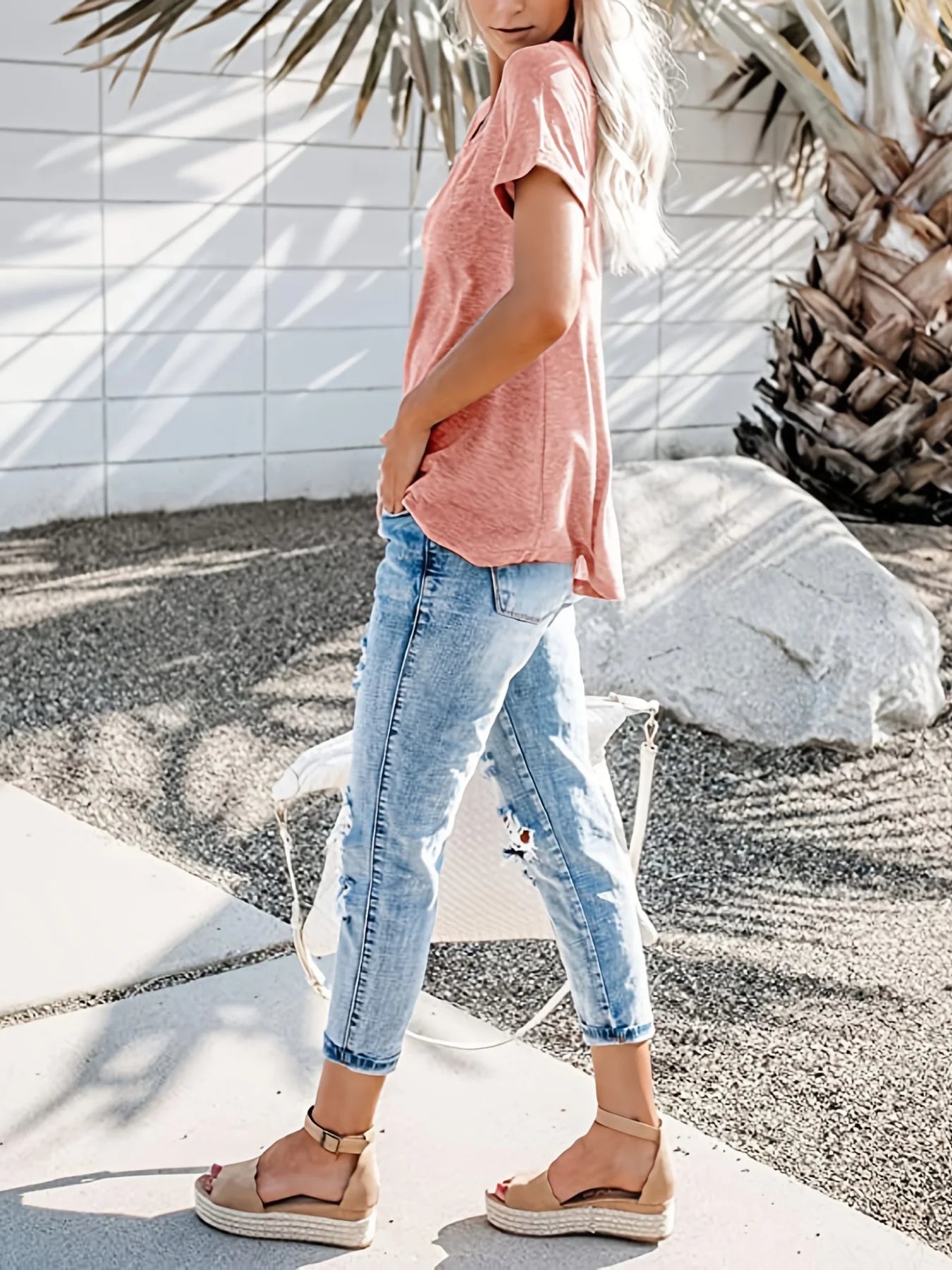 Spring and Summer New Style Top V-neck Short Sleeve Pocket Loose T-shirt Women Plus Size Women Clothing Ladies Tops