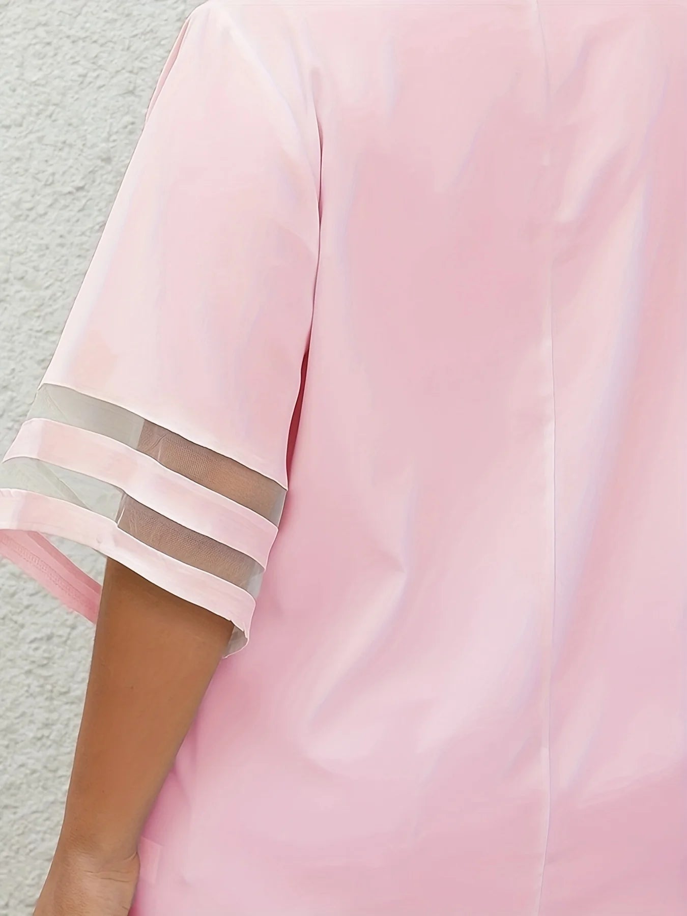 Plus Size New Women Summer Loose V Neck Tops Ladies Mesh Stitching 3/4 Sleeve Casual Holiday Blouse Shirt Female Blusas