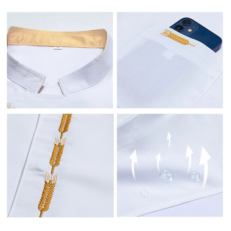 Cook Jacket Catering Cooking White Shirt Restaurant Kitchen Chef T-shirt Baker Work Uniform Waiter Hotel Clothes Cafe Overalls