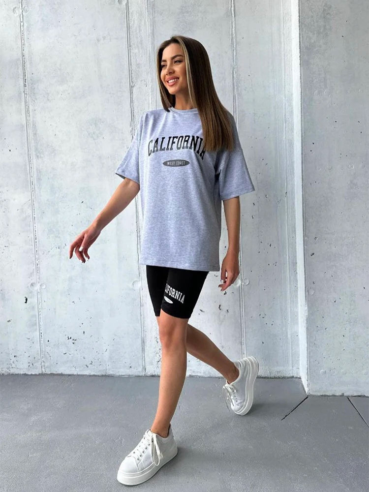 Blessyuki Fashion Simple Letter Print Cotton T-shirts Women Casual Cotton Plus Size Streetwear Tees Femael Basic Hip Hop Tops