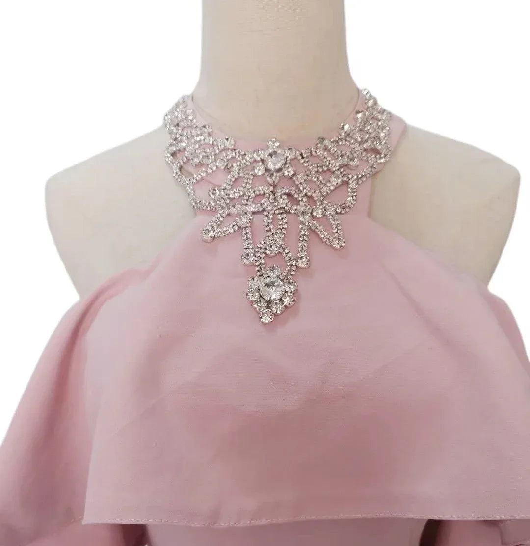 Prom Dresses For Women Pink Fishtail Ruffles Sleeveless Halter Skirt Banquet Gown Wedding Party Dress Womens Vestidos De Festa