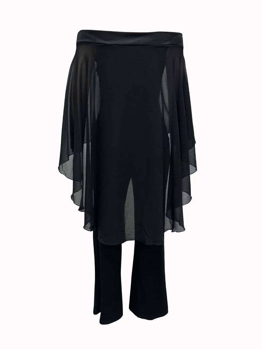 LW Plus Size Women Elegant Party Evening Birthday Outfits Cloak Sleeve Solid Color Loose Jumpsuit Wide Leg One Pieces Out fit