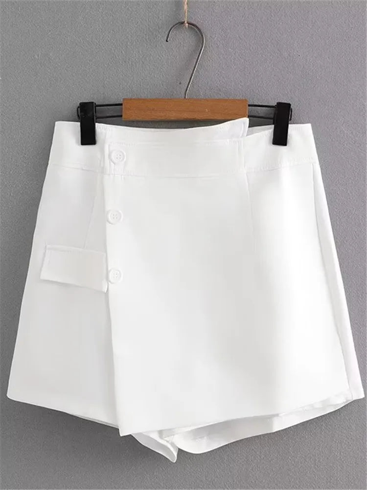 Plus Size Women's Skirt Non-Stretch Summer Black Miniskirt Asymmetric Stitching Decoration Short Skirt With Zipper On The Back