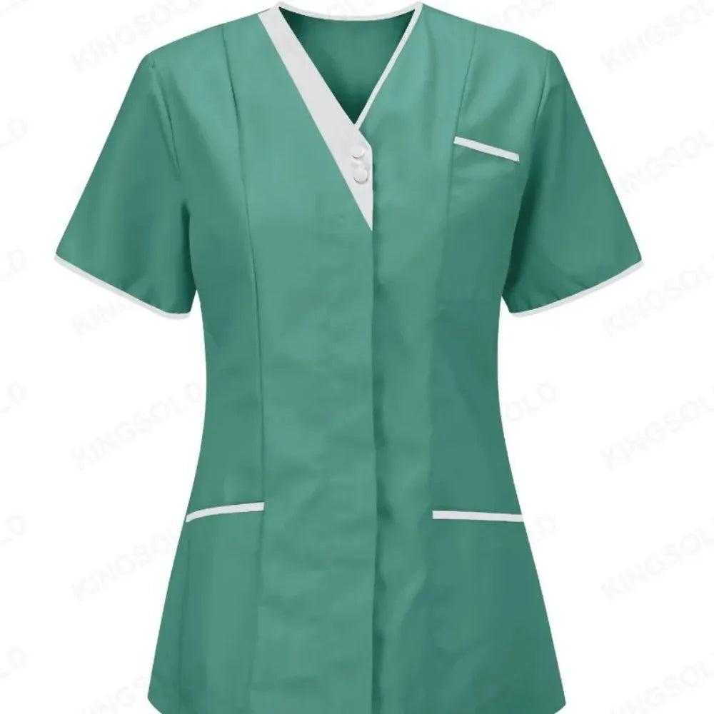 2024 New Hospital Hand Washing Clothes Tops Pure Cotton Skin Friendly Nursing Work Clothes Tops Waiter Uniform Work Clothes