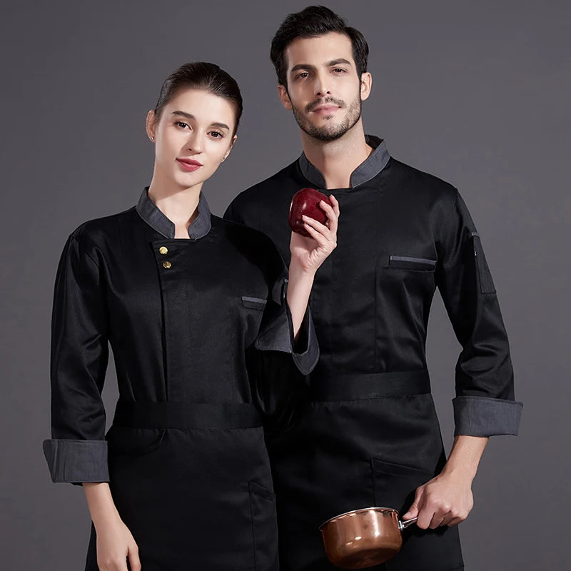 Long Sleeve Chef Clothes Uniform Restaurant Kitchen Cooking Men's Chef Coat Waiter Work Jackets Professional Uniform Overalles