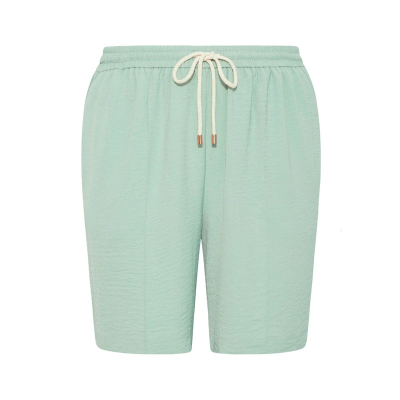 Plus Size Elastic Drawstring Waist Summer Casual Shorts Women Pocket Side Loose Lightweight Sports Shorts Large Size 6XL 7XL 8XL