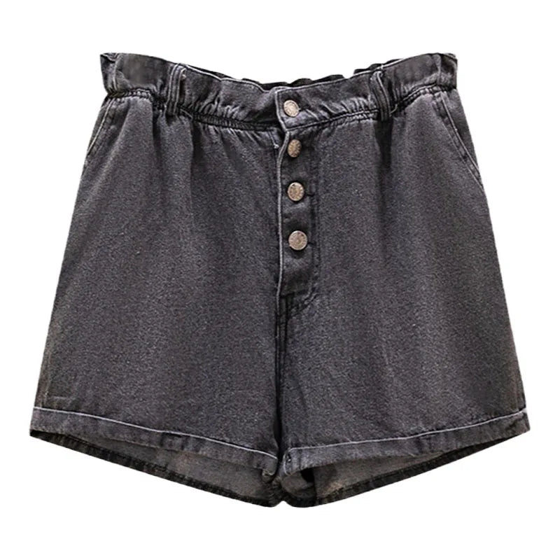New Ladies Summer Plus Size hot pants For Women Large Size Loose Black Blue Cotton Pocket Denim Shorts 3XL 4XL 5XL 6XL 7XL