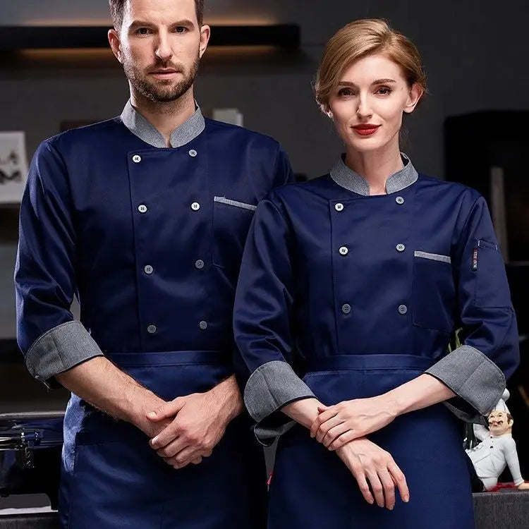 long Sleeve Chef Uniform Restaurant Professional Clothes Cooking Waiter Coat Outfit Kitchen Work Jackets Cook Wear Solid Color