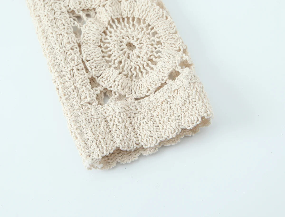 Women's new cardigan V-neck three-dimensional hollow hook flower lazy versatile single breasted long sleeved knitted sweater