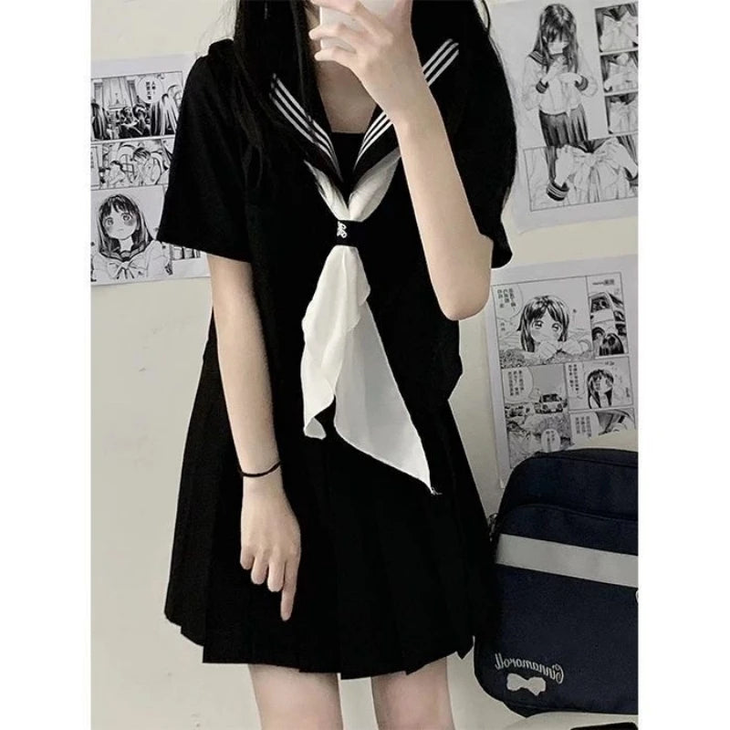 Japanese School Uniform JK Uniform Girl S-XXL JK Japanese College Style Suit Sailor Costume Women Sexy Shirt Pleated Skirt