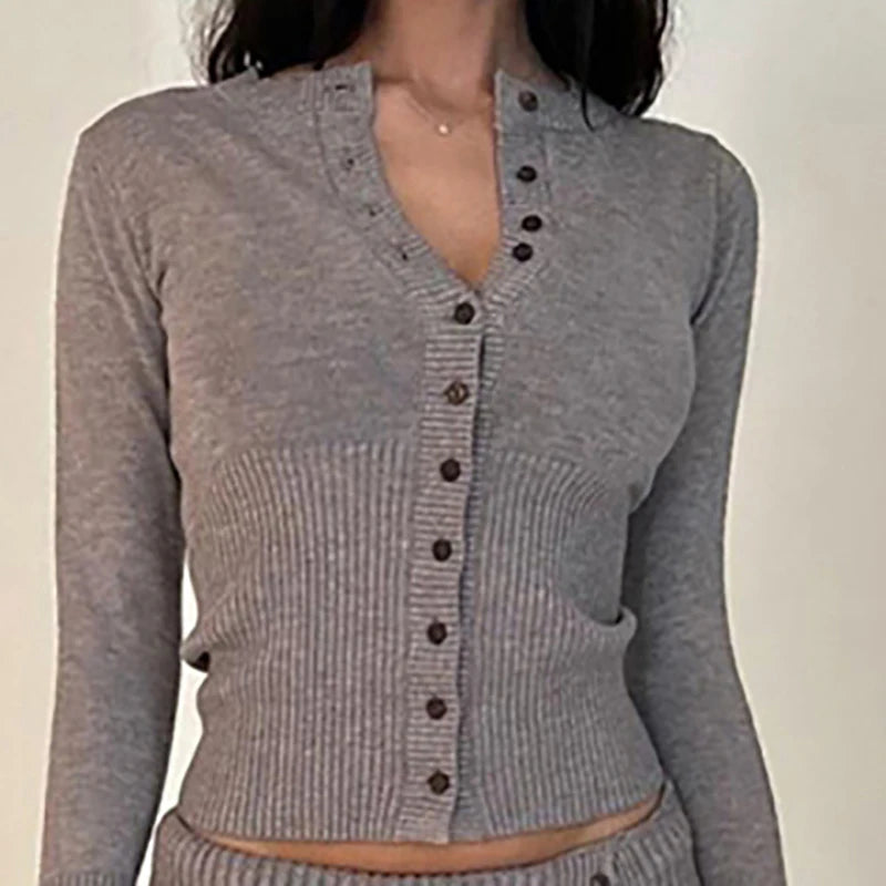 Autumn Sweater Cardigan Women Knitted Single-breasted Crew Neck Sweaters Coat Female Casual Knitwear
