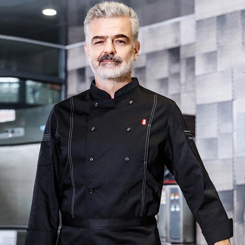 Chef Jacket Men Women Long Sleeve Cook Coat Unisex Kitchen Clothes Pastry Restaurant Waiter Uniform
