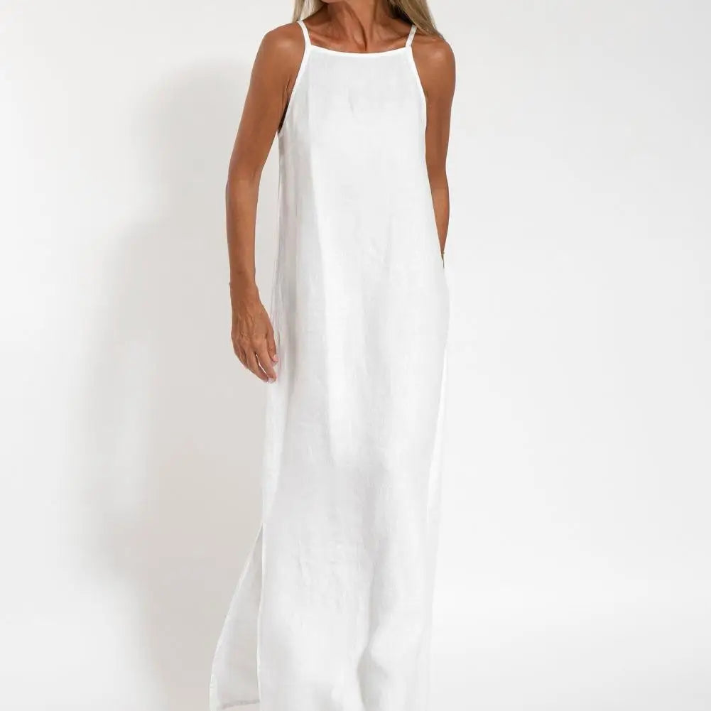 Lady Long Dress Stylish Shoulderless Maxi Dress Ankle Length Soft Casual with Side Split for Summer Summer Beach Dress
