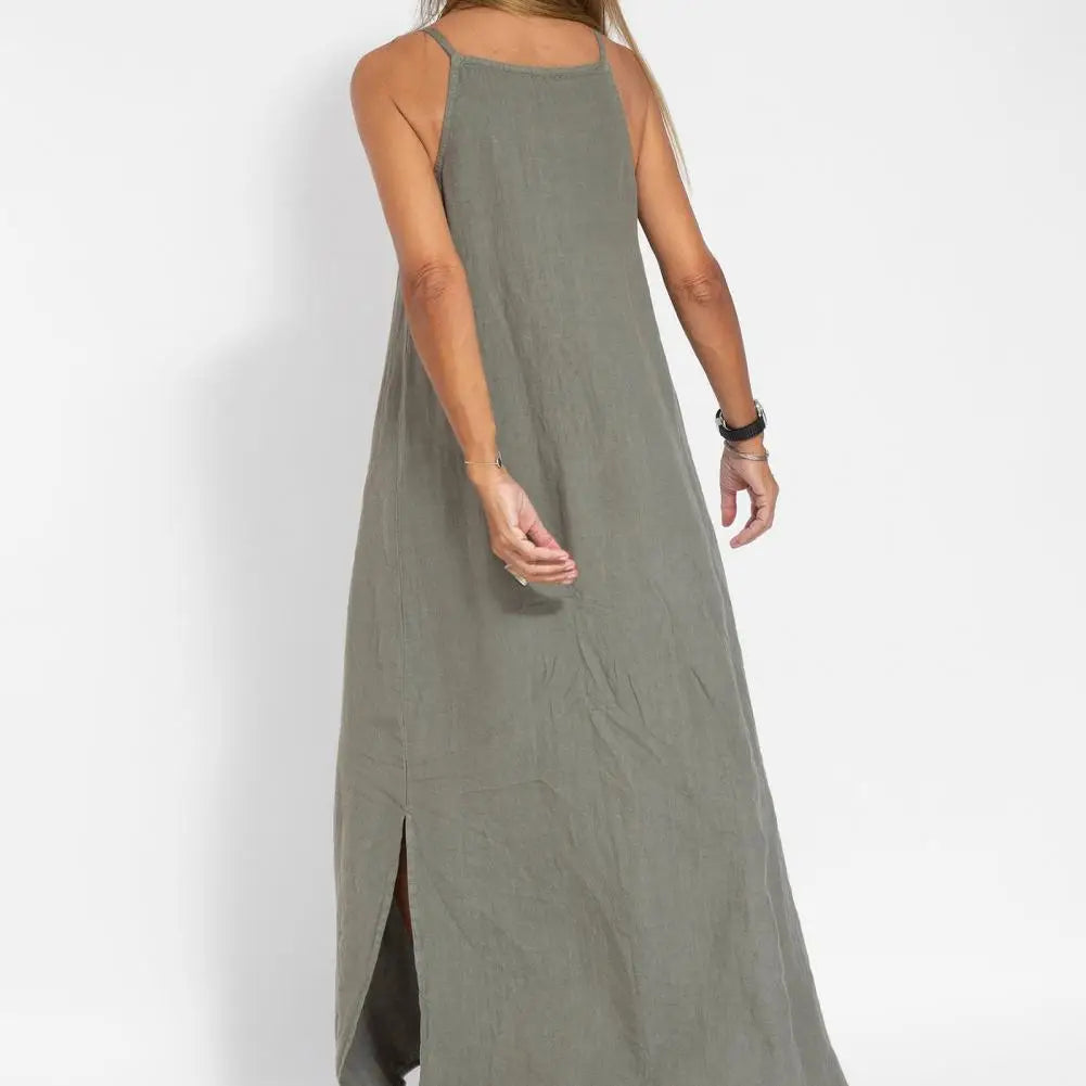 Lady Long Dress Stylish Shoulderless Maxi Dress Ankle Length Soft Casual with Side Split for Summer Summer Beach Dress