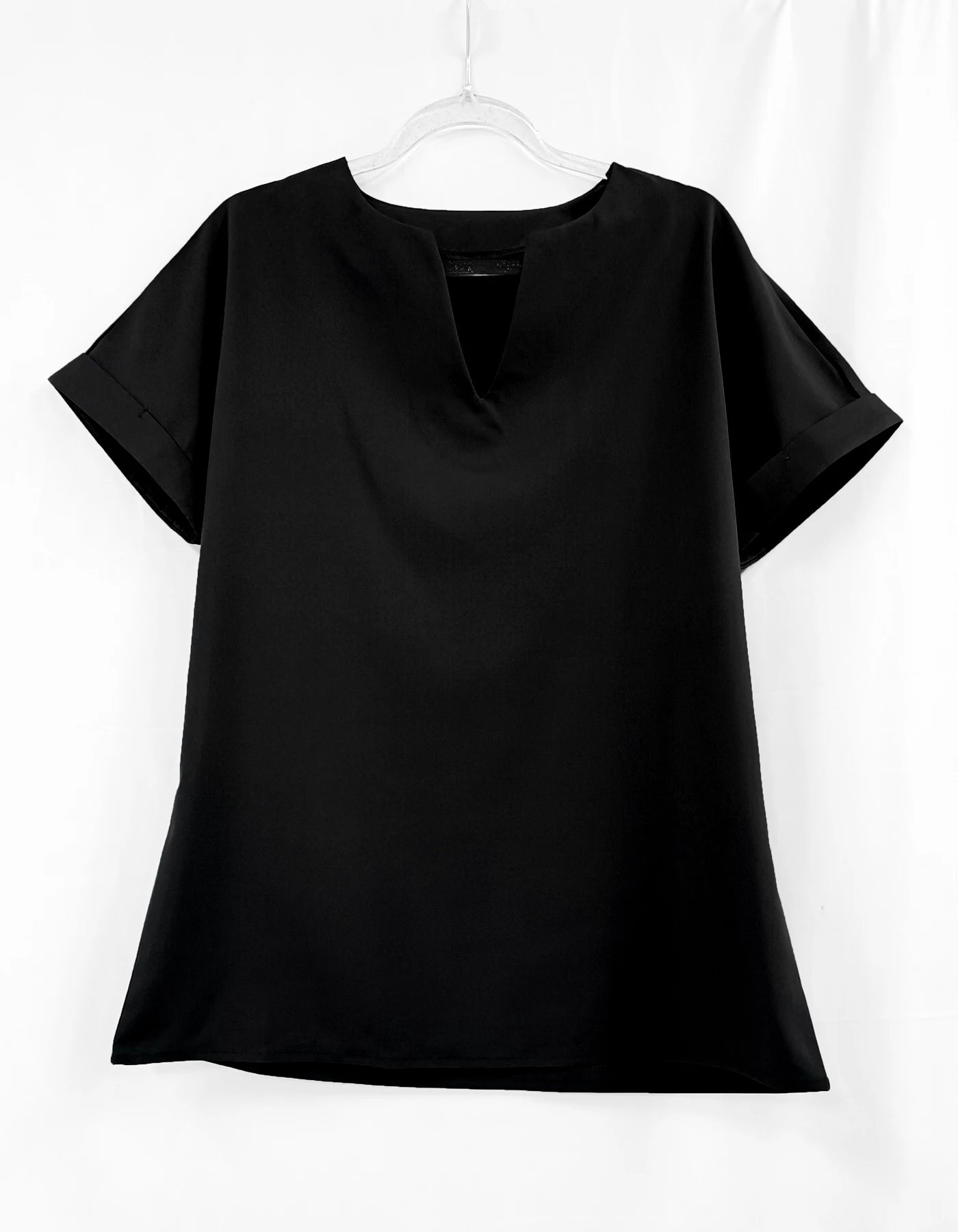 Elegant Simple Blouse Spring Summer Women Casual Solid Color V-Neck Short Sleeve Pullover T-shirt Tops