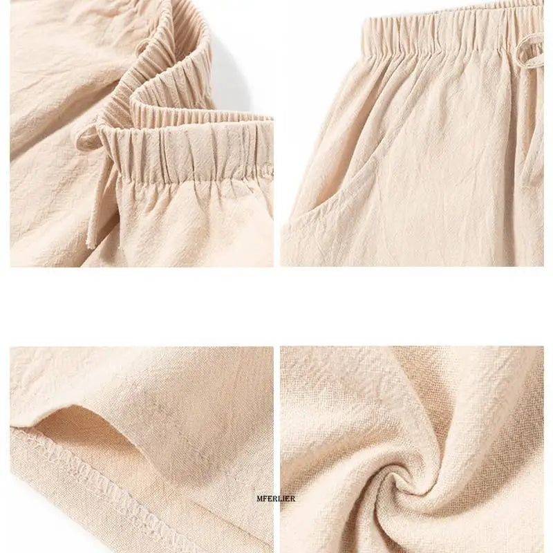 Plus Size 6XL 150KG Casual Summer Shorts Cotton Linen Women Beach Shorts Vintage High Waist Shorts Street Wear