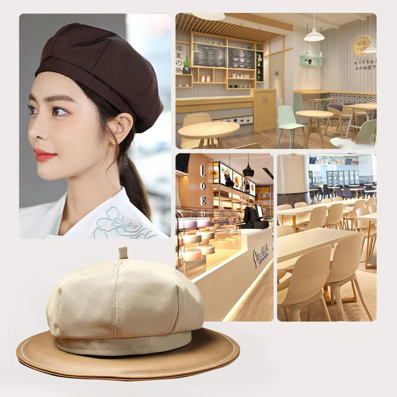 Korean Women's Chef Hat Berets Restaurant Hotel Bakery Cafe Catering Uniform Waiter Work Hat Dust And Oil Smoke Prevention
