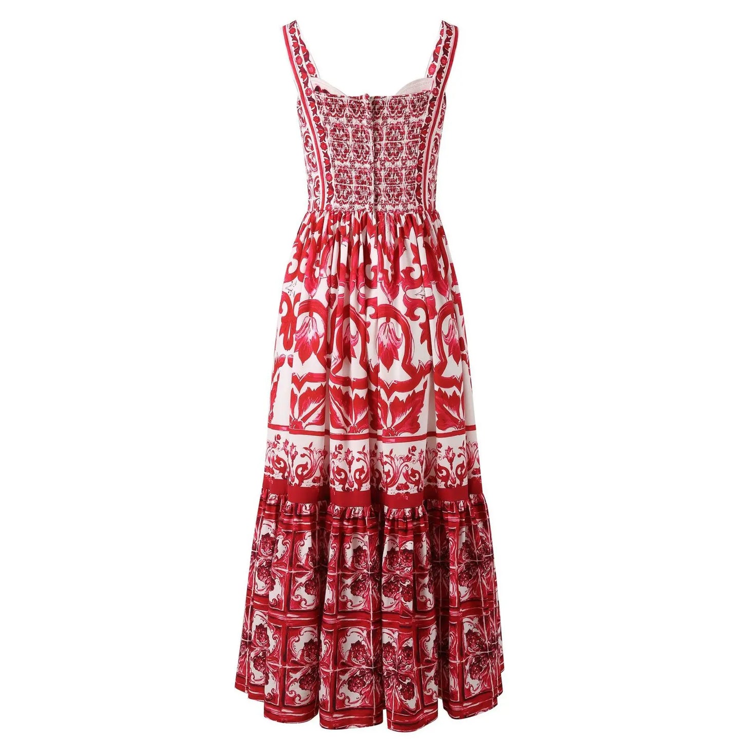 JAMERARY Runway Summer Holiday Maxi Dress Women Spaghetti Strap V Neck Backless Blue White Porcelain Print Vacation Long Dresses