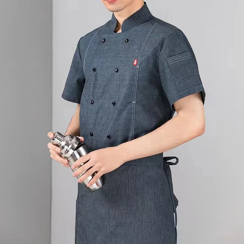 Chef Jacket Men Women Long Sleeve Cook Coat Unisex Kitchen Clothes Pastry Restaurant Waiter Uniform