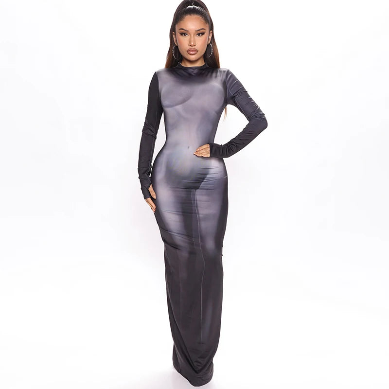 CUTENOVA Women Long Sleeve Party Club Bodycon Streetwear Fall Long Dress Summer Clothes