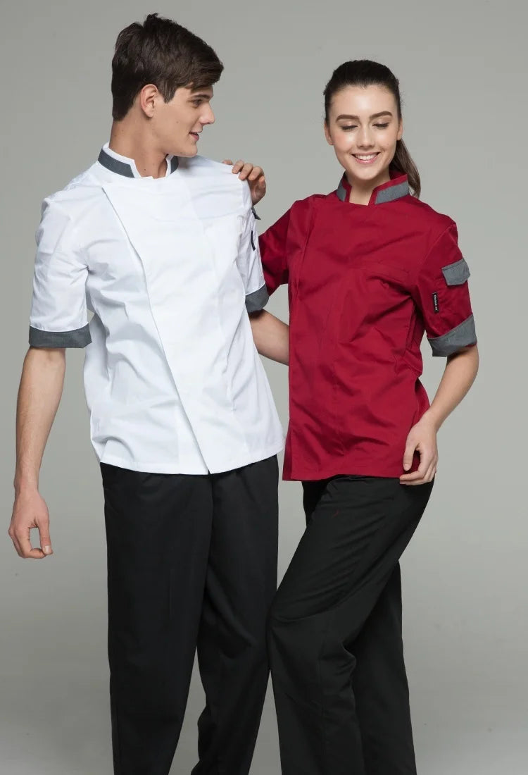 Unisex Chef Jacket Men Women Cook Coat Black Restaurant Uniform Hotel Kitchen Pastry Clothes Waiter Wear