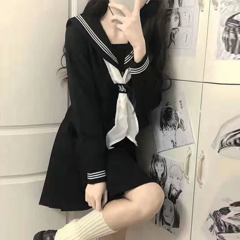 Japanese School Uniform JK Uniform Girl S-XXL JK Japanese College Style Suit Sailor Costume Women Sexy Shirt Pleated Skirt