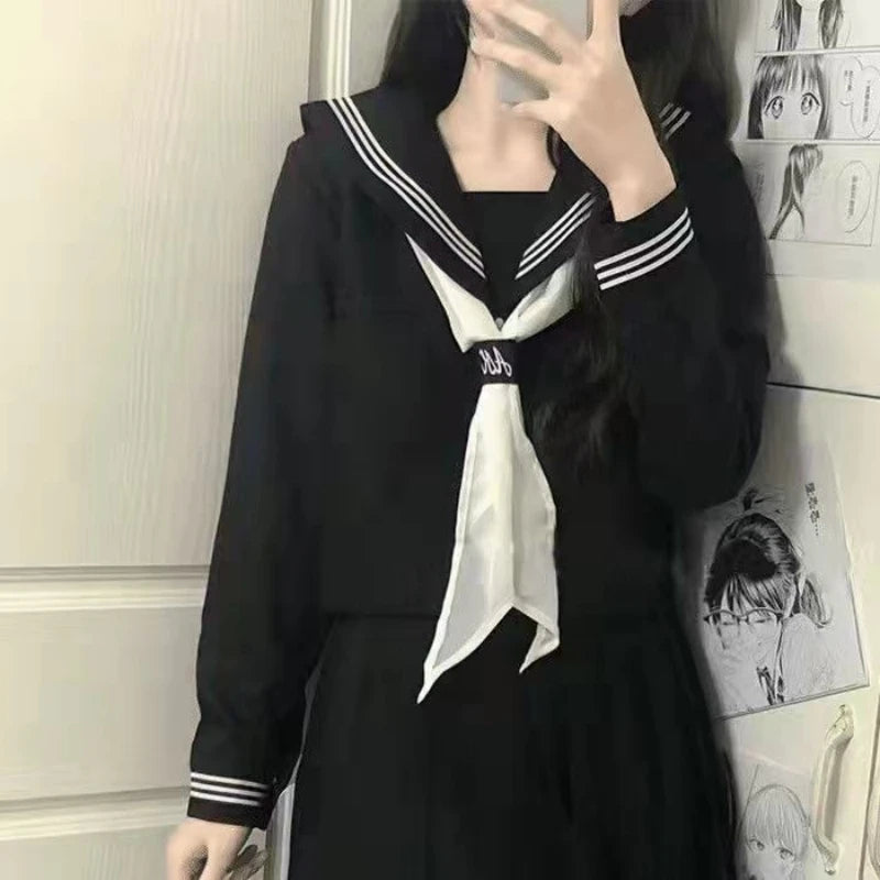 Japanese School Uniform JK Uniform Girl S-XXL JK Japanese College Style Suit Sailor Costume Women Sexy Shirt Pleated Skirt