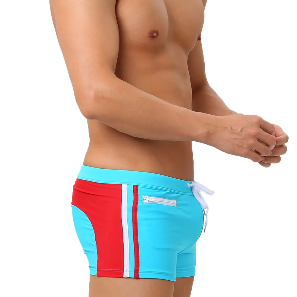 Mens Swimwear With Push-Up Swimming Trunks Boxer With Pocket Hi-Q Sexy Men Breathable Swim Suit Speed Beach Shorts sunga