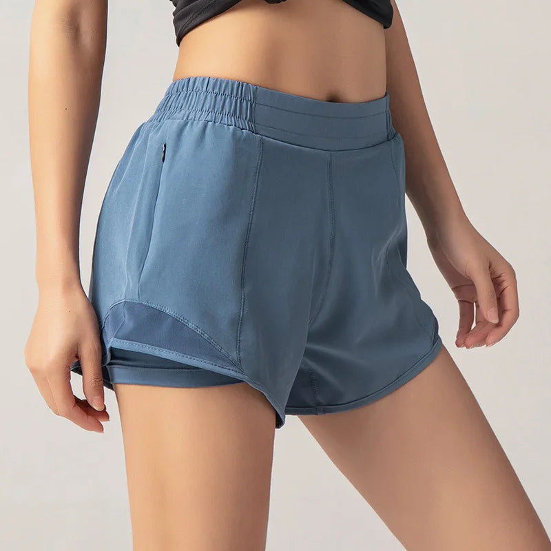 2023 Sport Shorts Women Sportswear Double-deck Running Shorts Yoga Bottoms Summer Gym Fitness Training Jogging Short Pants