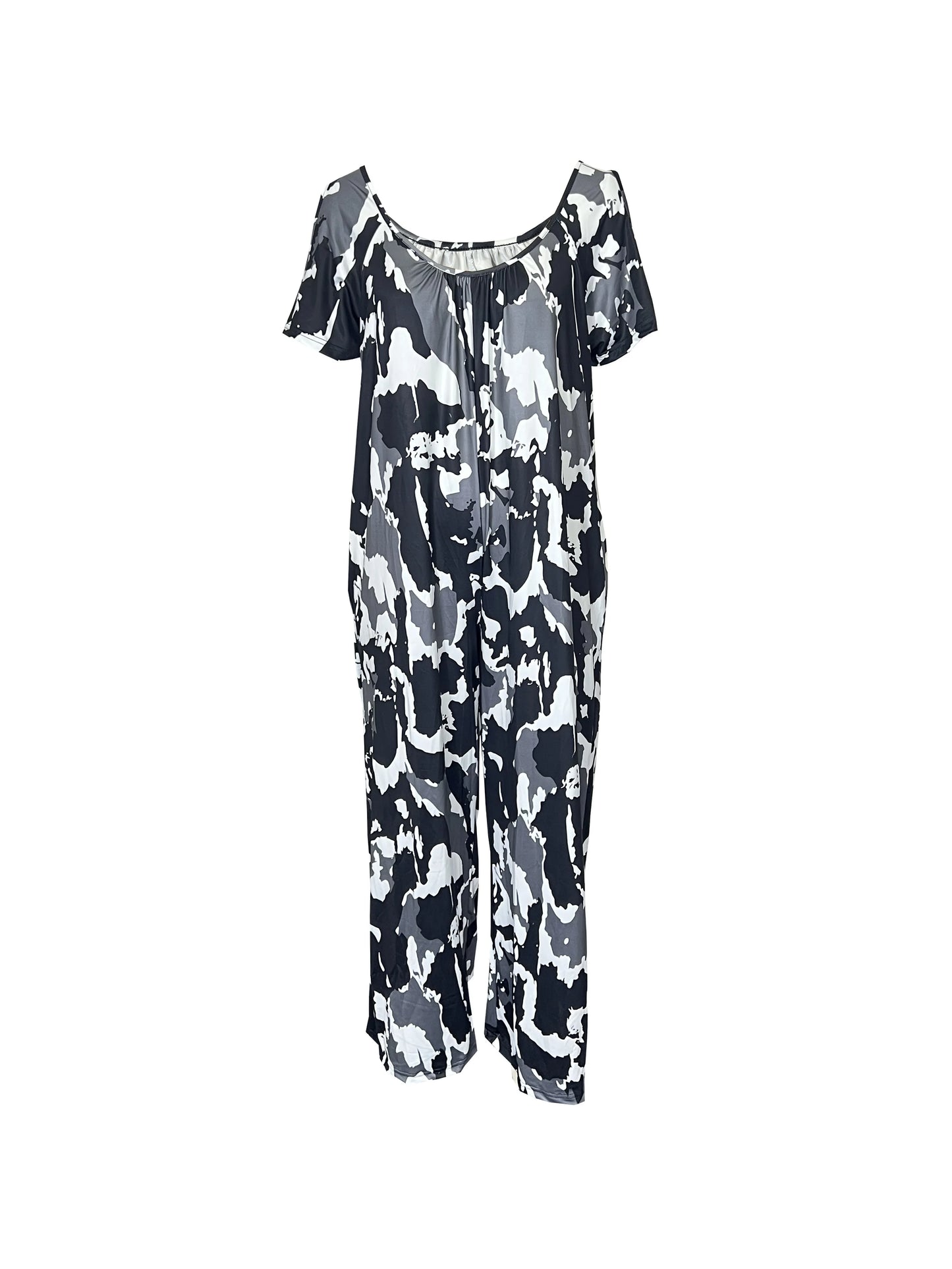 2024 AliExpress Europe and America cross-border Plus Size women's summer new camisole printed V-neck jumpsuit